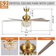 thumbnail image 5 of Parrot Uncle 52-Inch Modern Crystal Chandelier Ceiling Fan with Remote Control, 5 of 15