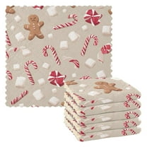 Gingerbread Man Lollipop Kitchen Cloth Dish Towels for Drying Washing Absorbent Dish Rags Reusable soft kitchen dishcloth set 6 Pack