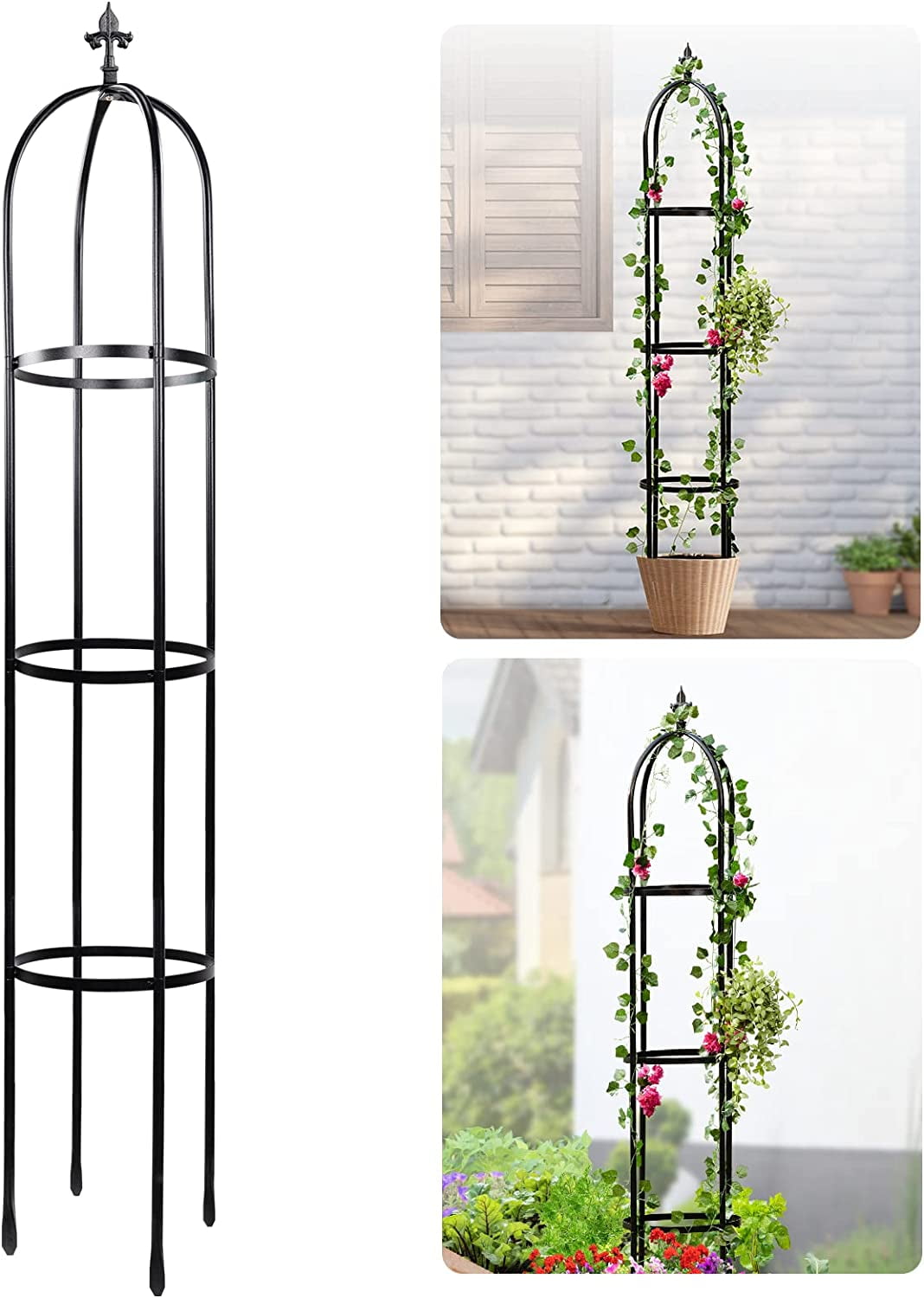 Idzo Premium Steel Obelisk Trellis for Climbing Plants Outdoor 6ft ...