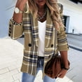 thumbnail image 2 of LYXSSBYX Plus Size Womens Shackets Hot Sale Clearance Women Business Attire Plaid Printed Long Sleeve Button Slimming Cardigan Coat Top, 2 of 5