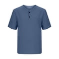 thumbnail image 6 of OGLCCG Boys Short Sleeve Henley Shirt Button Up Cotton Linen Dress Shirts Casual Summer Solid Color Tees Tops with One Pocket 5-15 Years, 6 of 8