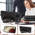 thumbnail image 5 of Allytech Wallet Case for Samsung Galaxy A12, [Card Slot] [Ring Buckle] [Adjustable Wristband with Snap Buckles] Premium PU Leather Kickstand Shockproof Case Cover for Women Men - Black, 5 of 9