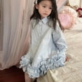 thumbnail image 6 of Ashirexll Little Girl Dresses, Girls Summer Dress, Summer Long Sleeve Shirt Dress Turndown Collar Casual Dress for Children, 6 of 6