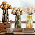 thumbnail image 5 of GUGUGO Colorful Lined Vase for Flowers, 8 Inch Tall Decorative Vases Minimalist Home Decor, Aesthetic Flower Vase for Centerpieces, Cute Plant Vase Indoor, Modern Boho Room Décor,Green, 5 of 5