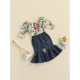 thumbnail image 3 of xiaxaixu Baby Girl Outfits, Floral Print Ruffle  Romper and Flare Pants, 3 of 9