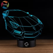 3D Optical Illusion Night Light - 7 LED Color Changing Lamp - Lamborghini Car