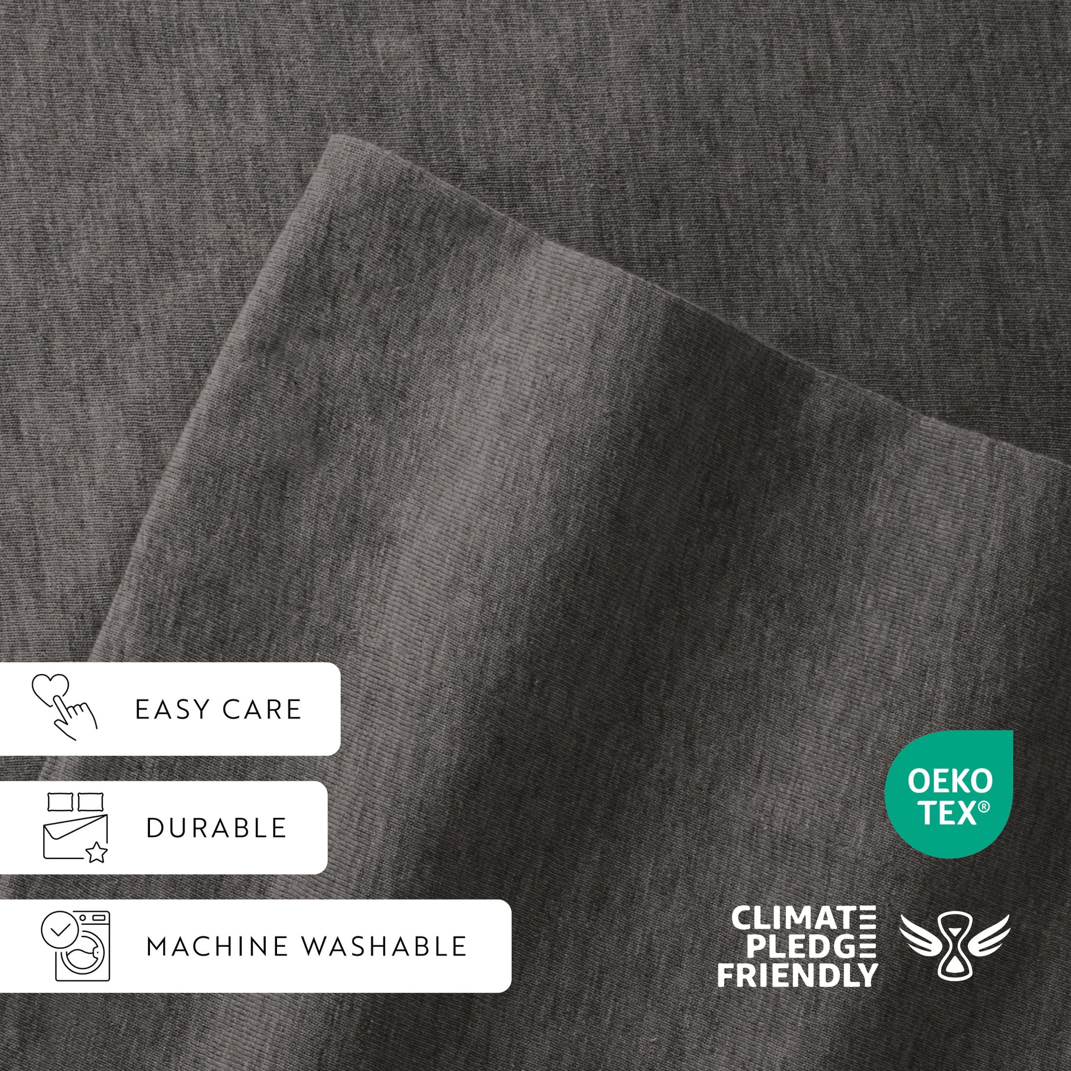 Noble Linens 4 Piece Jersey Knit 100% Cotton Sheet Set, Gray, Twin
