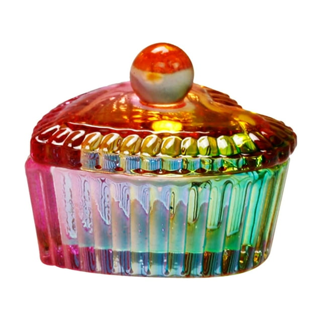 Herramientas de cristalería Bowl con tapa, vaso de vidrio para el cuidado de uñas, herramientas de cuidado de manicura, líquido acrílico, polvo , Corazón Corazón rayado