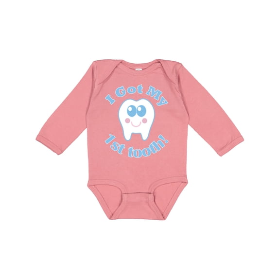 Inktastic I Got My First Tooth Baby Boy Boys or Girls Long Sleeve Baby Bodysuit