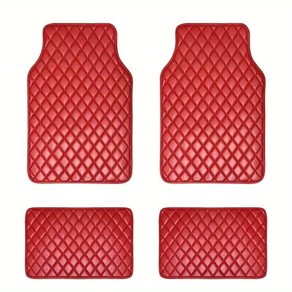 Red Leather Carpet For Car,Simple Style Universal Size Car Floor Mats For Man/Woman,Heavy Duty,Easy To Clean,Going Through All Seasons