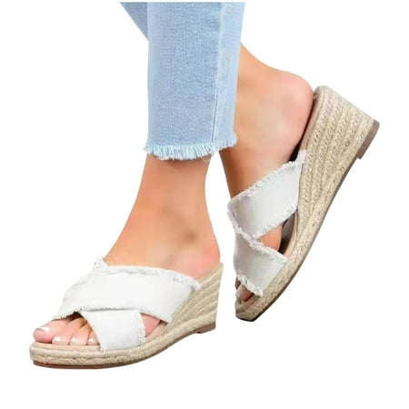 

2022 Women Wedge Sandals Open Toe Platform Sandals Espadrilles Thick Bottom Sandals Casual Summer Beach Slippers