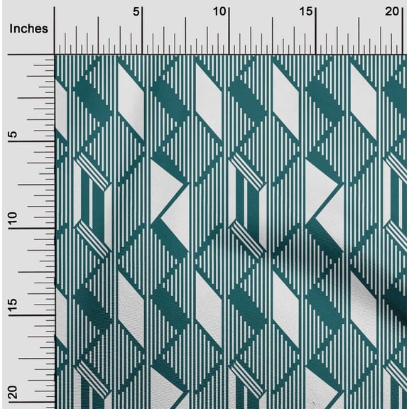 oneOone Organic Cotton Poplin Twill Fabric Parallelogram & Triangle Geometric Print Fabric By The Yard 42 Inch Wide