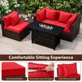 thumbnail image 6 of Costway 5 PCS Patio Furniture Set Heavy-duty Frame Sofa Set with 60,000 BTU Firepit Table Red, 6 of 11