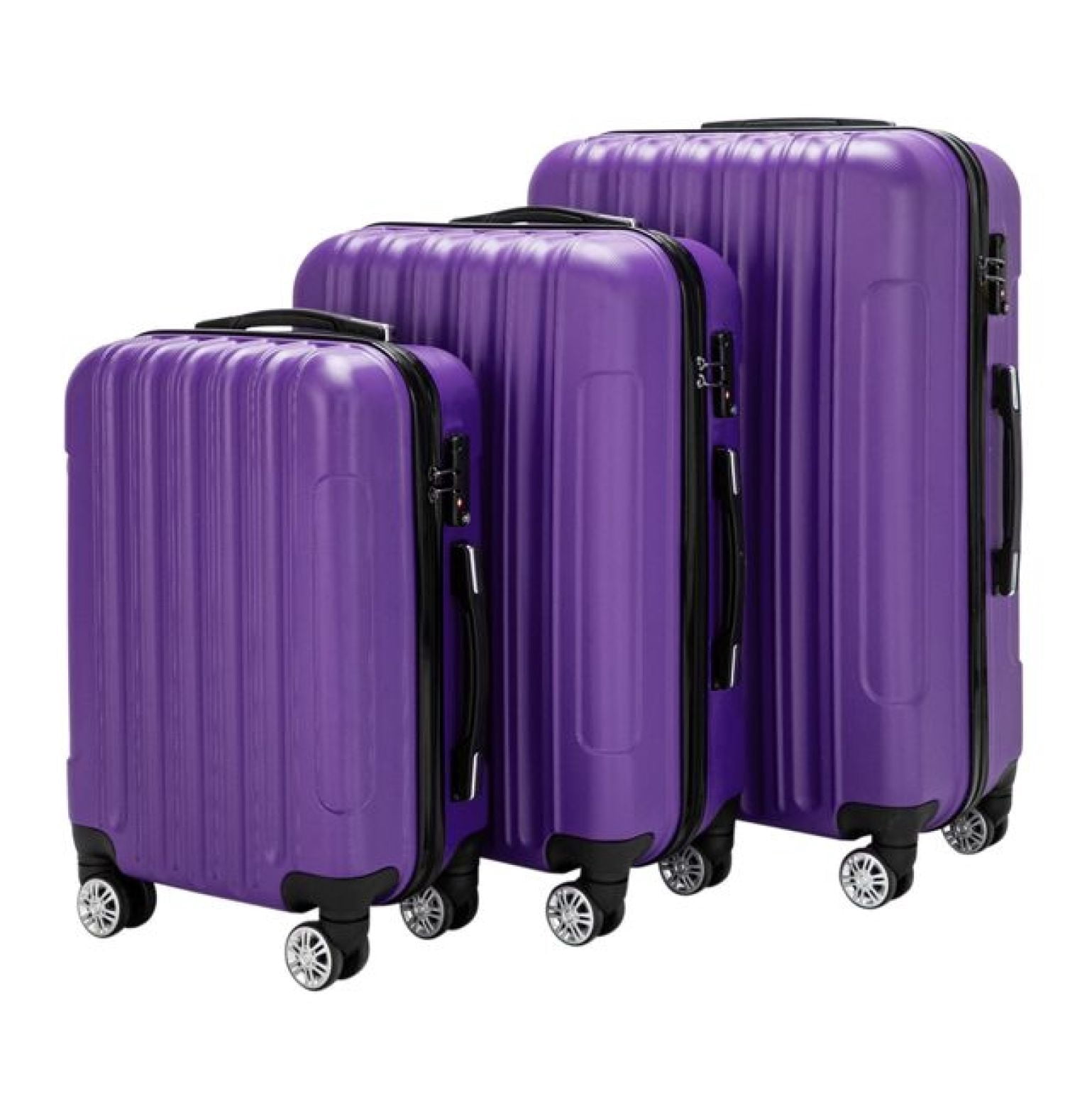 3-in-1 Luggage Set Large Capacity Spinner Suitcase, Travel Rolling Suitcases with TSA Lock, Lightweight Hardshell Carry On Luggage - Purple