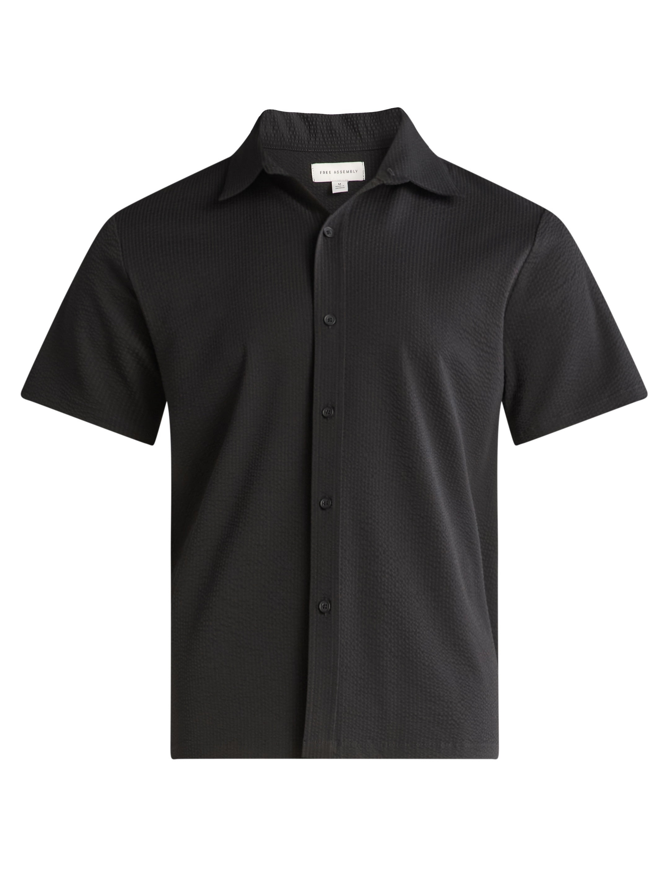 Free Assembly Men's Seersucker Camp Shirt with Short Sleeves, Sizes S-3XL