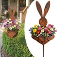 thumbnail image 1 of Easter Vintage Metal Shaped Planter Garden Stake Bunny Garden Decor With Patina Finish For Small Flowers Yard, 1 of 9