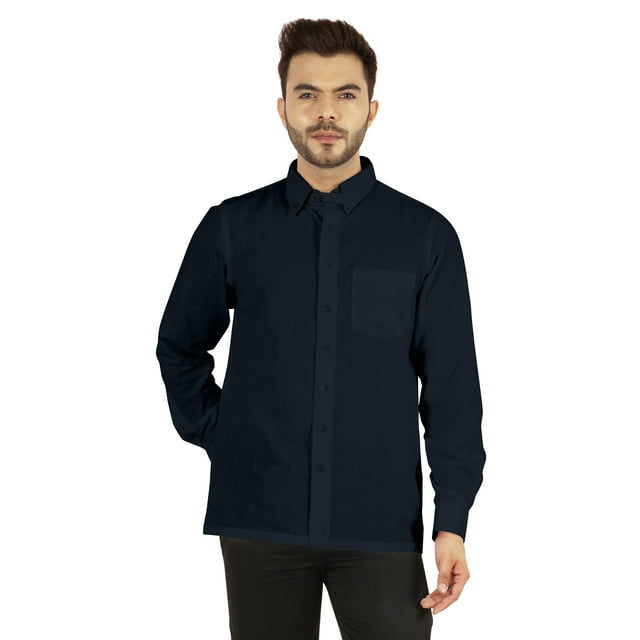 Bestman Solid Button Down Shirt For Men Long Sleeve With Patch Pocket Formal Business Wear