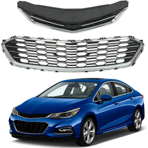 Waltyotur 2pcs Front Upper and Lower Grille Set Replacement for 2016 2017 2018 Cruze Sedan