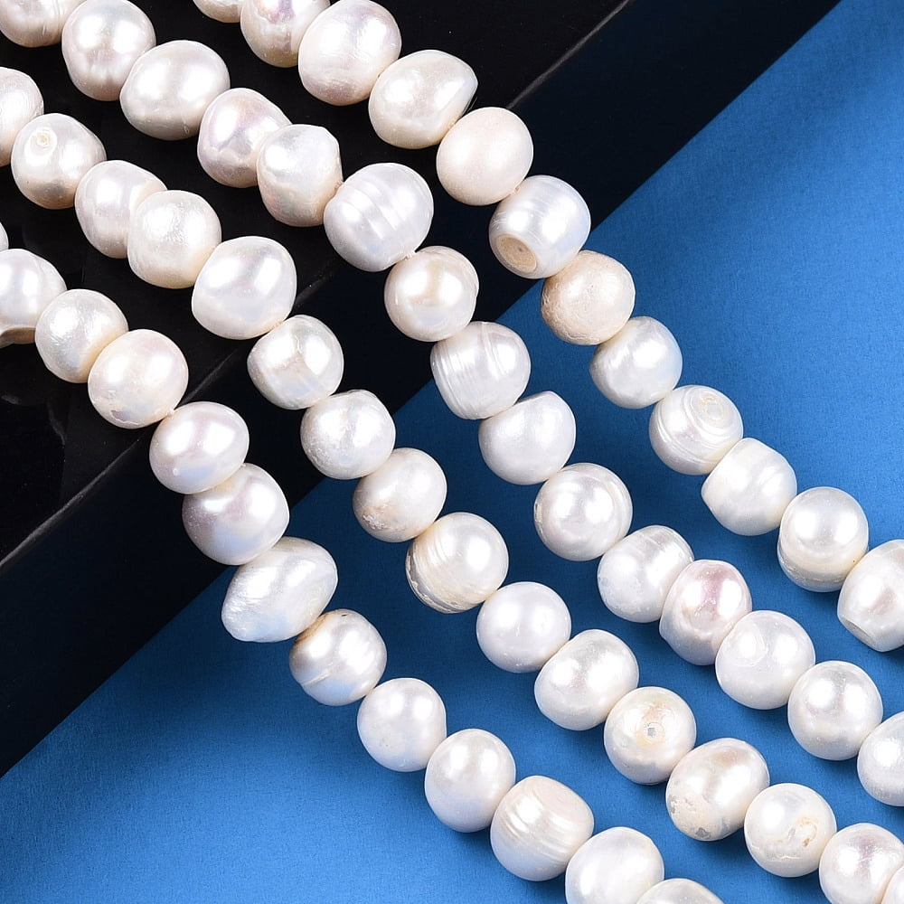 Natural Cultured Freshwater Pearl Beads Strands Potato Creamy White 6~10x7~9mm Hole: 0.6mm about 23~24pcs/strand 6.69~6.89 inch(17~17.5cm)