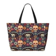 thumbnail image 2 of Disketp Skulls and Flowers Bolsa de Playa de Gran Capacidad, Bolso Impermeable y a Prueba de Arena para Mujer, Ideal para Playa, Piscina y Natación, 2 of 7