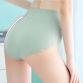 thumbnail image 4 of Xijirk Panties for Women,Plus Size Ice Silk Briefs High Waist Seamless Breathable Summer Thin for Lifting And Comfort,Womens Underwear,45-55KG,Green, 4 of 8