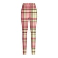 thumbnail image 3 of Jalioing Casual Leggings for Women Skinny Stretchy Soft Leg Colorful Plaid Print Cute Comfy Underwear Bottoms (XX-Large, Pink), 3 of 4