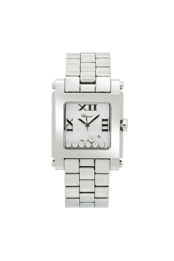 Pre-Owned Chopard Happy Sport Square 278496-8495 37.5MM Quartz White Dial With SS Diamond