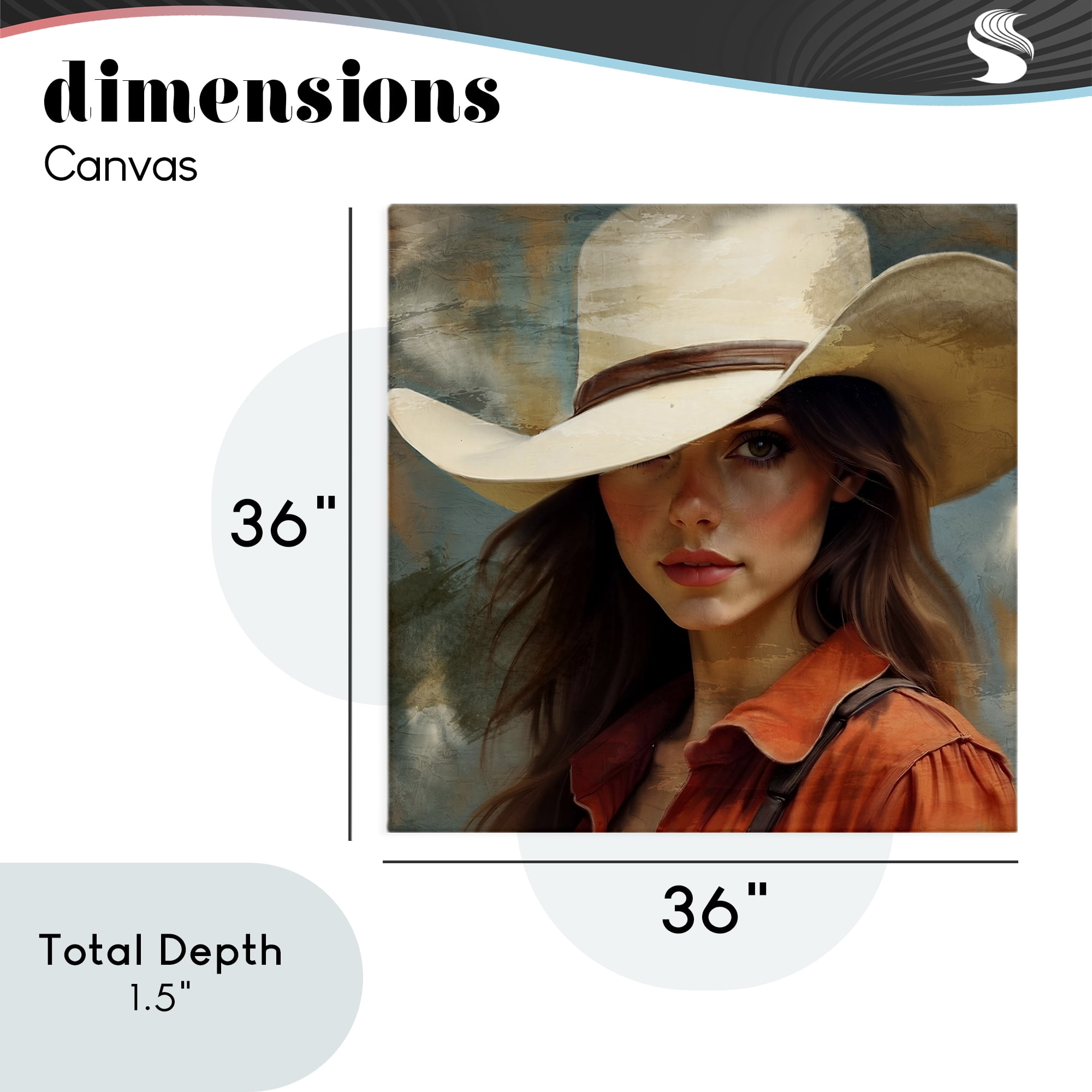 Cowgirl Gaze Beneath Hat Canvas Wall Art, design by Kim Allen