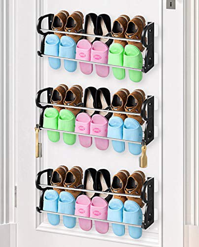 Over The Door Shoe Organizer ULG 22 Pockets Shoe Holder & 12 Mesh Pockets Hanging Shoe Holder Hanger Hanging Shoe Organizer with 3 Adjustable Metal Hooks