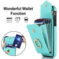 thumbnail image 2 of Mantto Wallet Case for iPhone 7 / iPhone 8 / iPhone SE 2020/2022, Card Slots Bag Magnetic Finger Ring Holder Kickstand Case with PU Leather Shockproof RFID Blocking Wrist Strap Handbag Cover,Mint, 2 of 9