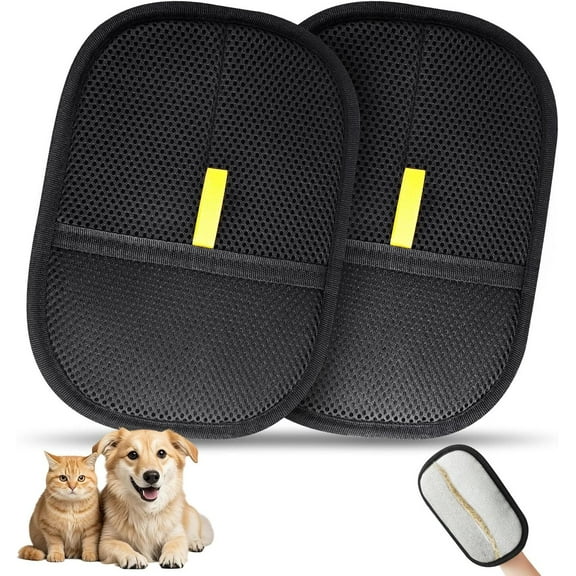 2 Pcs Pet Hair Removal Glove, Reusable Cat Dog Electrostatic Hair Remover Grooming Glove Brush Tool