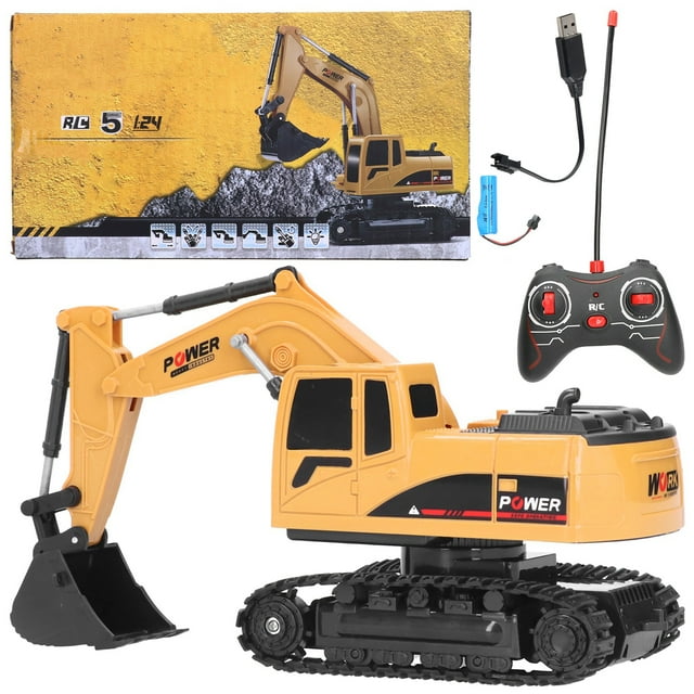 Excavadora eléctrica a escala 1/24 con control remoto inalámbrico y juguete de ingeniería de plástico de 5 canales