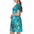 thumbnail image 2 of Disketp Square Glass Mosaic para Vestido de Manga Corta para Mujeres, Vestidos de Verano para Mujeres, Casual y Holgado para la Playa, 2 of 6