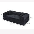thumbnail image 3 of Miniyam 2 in 1 Black Sleeper Sofa Floor Couch with 2 Cylindrical Pillow Cloud Corduroy Foldable Mattress Couch with Fixed-Shape Frame 3 Seat, 78 W x 35.4 L x 26.7 H, 3 of 8