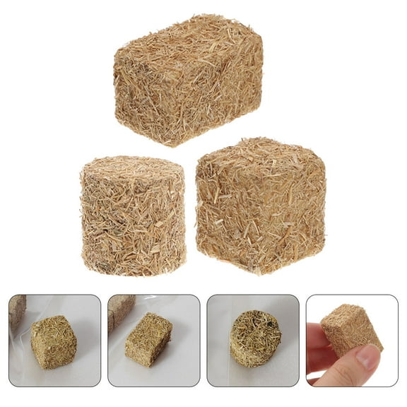 HEATSHAKING 3Pcs Mini Haystack Models Khaki Wooden Decorative Diy Accessories Farm Theme Decor Rustic Charm Autumn Harvest