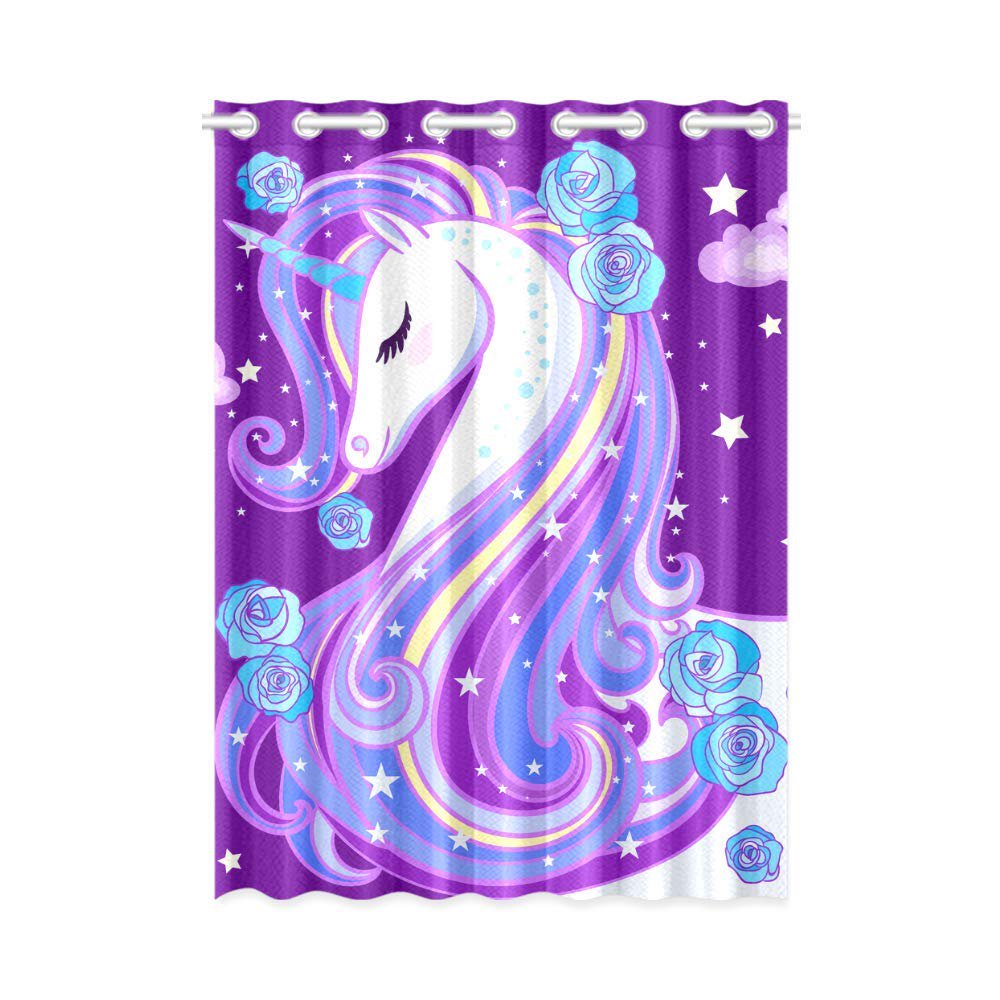 MKHERT Unicorn Blackout Window Curtain Drapes Bedroom Living Room