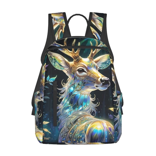 Balery Colorful Stained Glass Deer Mochila ligera para hombre y mujer: duradera e impermeable, ideal para la escuela, el trabajo, viajes y uso diario.