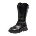 thumbnail image 1 of PEASKJP Kids Boots Patent Combat Work Boots Side Zipper, Black 29, 1 of 5