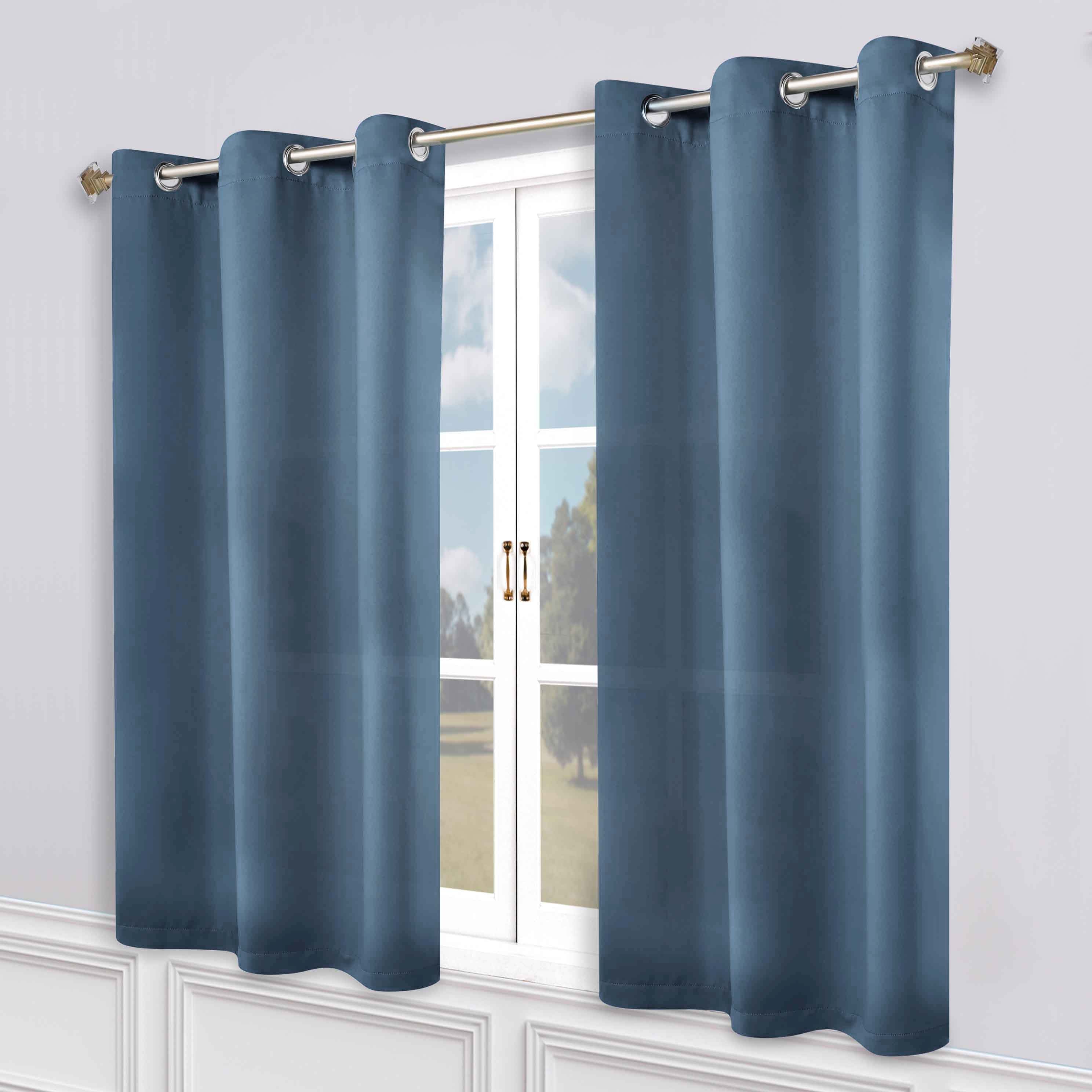 Superior Blackout Solid Light Filtering Grommet Curtain Panel Set, 46" x 63", Denim Blue