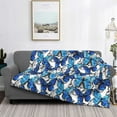 thumbnail image 2 of Naloa Blue and White Butterflies Flannel Blankets - Thick and Warm Blanket for Winter, Soft Fuzzy Plush King Blanket for All Seasons80"x60", 2 of 6