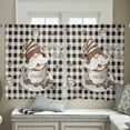 thumbnail image 4 of Coffee Gnomes Semi Sheer Curtains 45 Inch Length 2 Panels Set, Farmhouse Brown Bean Plaid Black Grey Sheer Kitchen Curtain Privacy Voile Window Curtain for Living Room Bedroom Rod Pocket Drapes, 4 of 7