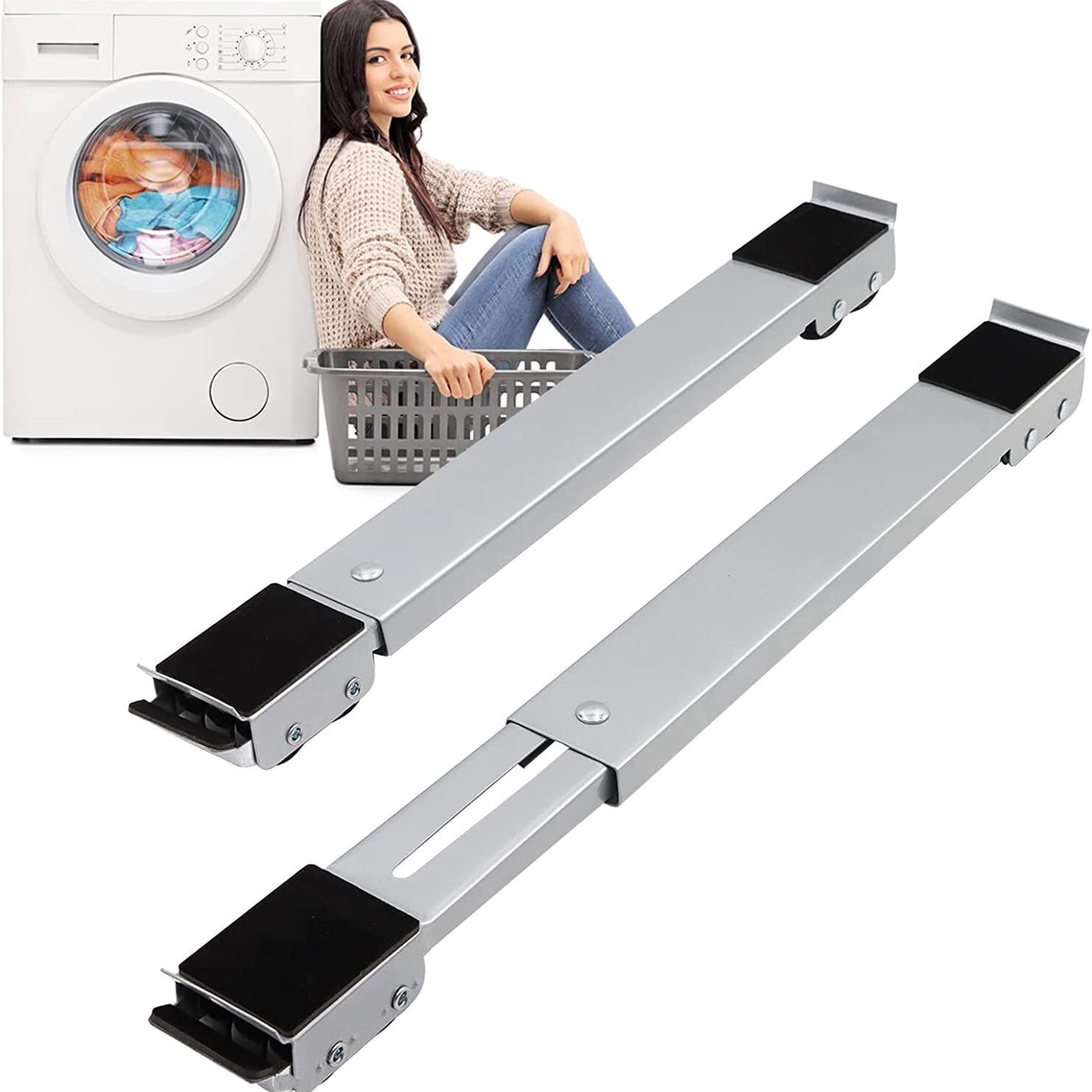 OIUR 2Pcs Extendable Appliance Roller Heavy Duty Washing Machine Roller Slider Liftable Mobile Washer Dryer Machine Refrigerator Base Furniture Mover Stand with Wheels