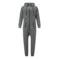 thumbnail image 3 of Rdhnmea Mens Fleece Lined Hooded Jumpsuit Full Zip  one-piece  Rompers One Piece Overalls Jogging Suit Tracksuit with Pockets, 3 of 10