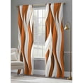 thumbnail image 4 of Burnt Orange White Moire Sheer Curtains 108 Inch Length 2 Panels Set Window Treatments, Modern Abstract Art Rod Pocket Semi Curtains for Living Room/Bedroom/Kitchen Décor, 104"W x 108"L, 4 of 7