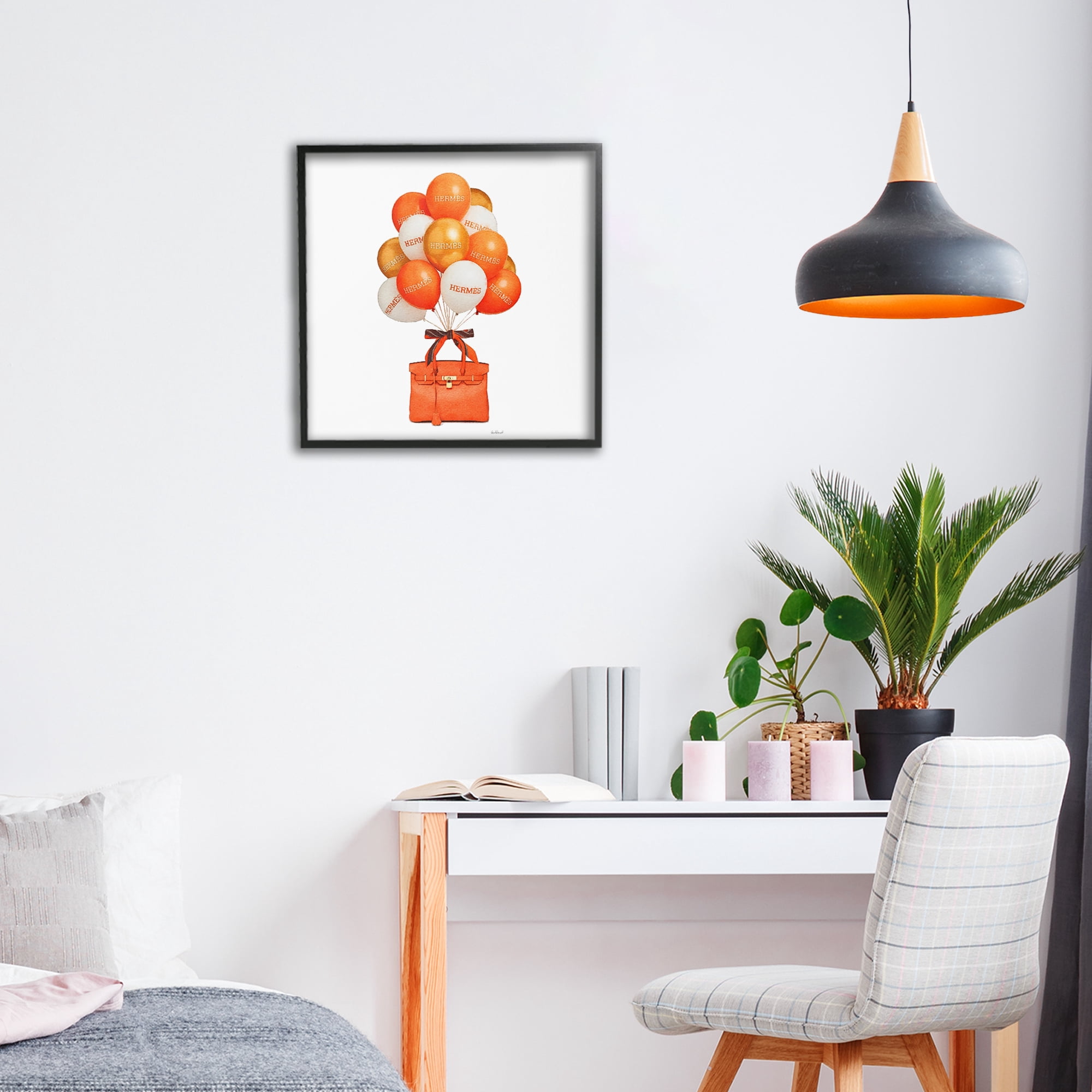 Stupell Industries Orange Handbag & Balloons Black Framed Giclee Art, design by Amanda Greenwood