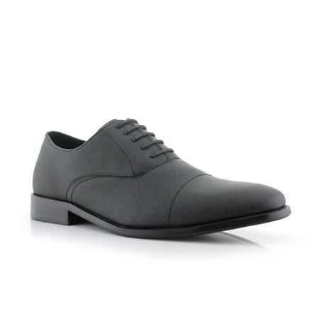 Ferro Aldo Garrett MFA19623L Mens Classic Vegan Leather Lace-Up Oxford Formal Dress Shoes  in Black  Men s Size 9