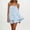 Light Blue, variant on Womens Strapless Tube Tops Matching Shorts Two Piece Sets Vertical Stripe Print Elastic Waist Ruffle Hem Summer Beach Outfits