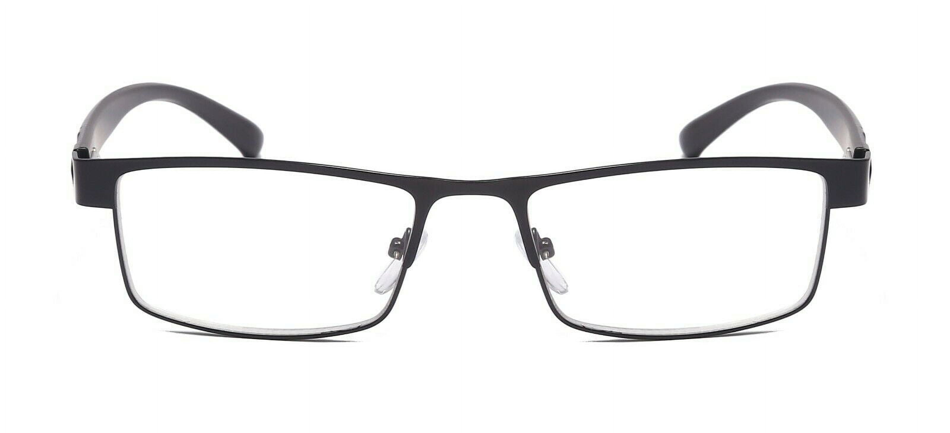 11 Packs Mens Rectangular Classic Metal Frame Reading Glasses Black Spring Hinge Readers +1.50