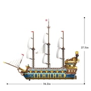 HI-REEKE Pirates Ship Building Block Set The Royal Fleet Ship Kit Plastic Toy Gift for Adult Gold