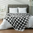 thumbnail image 4 of PAVILIA Black White Fleece Throw Blanket for Couch with Pom Pom Fringe, Buffalo Checkered Plaid, Soft Cozy Fuzzy Flannel Blanket for Sofa Bed, Lightweight Plush All Season Throw, 50x60 Inches, 4 of 8